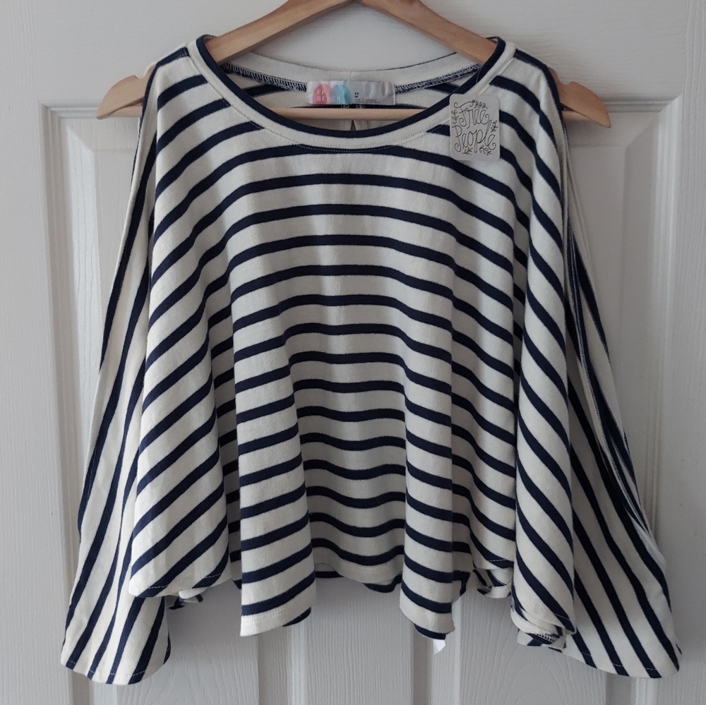 NWT Free People FP Beach Open Shoulder Cropped Full Moon Tee Top Size XS